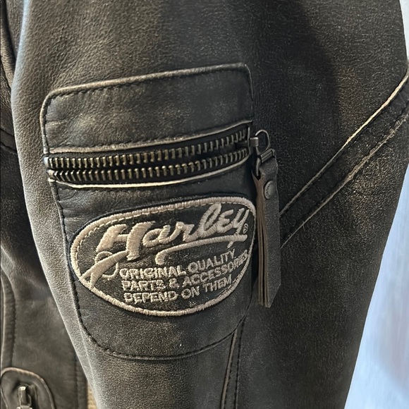 Women's Distressed Grey Biker Jacket - Picture 3 of 12